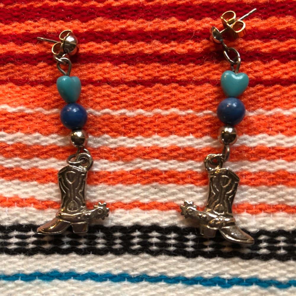 Boots With Spurs Beaded Earrings